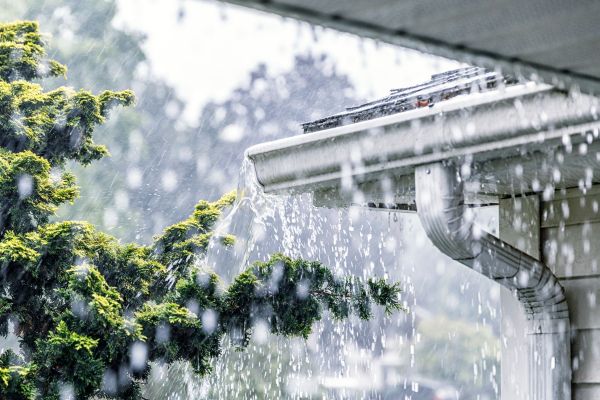 Water Overflowing A Blocked Gutter